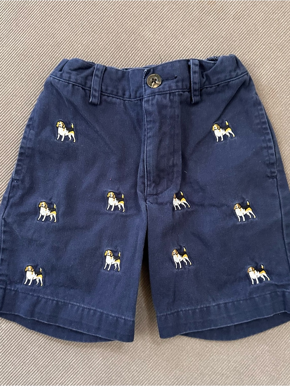 Chaps Toddler Embroidered Puppy Dog Shorts Pants 2T Navy Blue Beagle